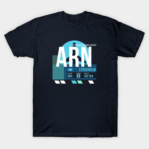 Stockholm (ARN) Airport // Sunset Baggage Tag T-Shirt by Now Boarding